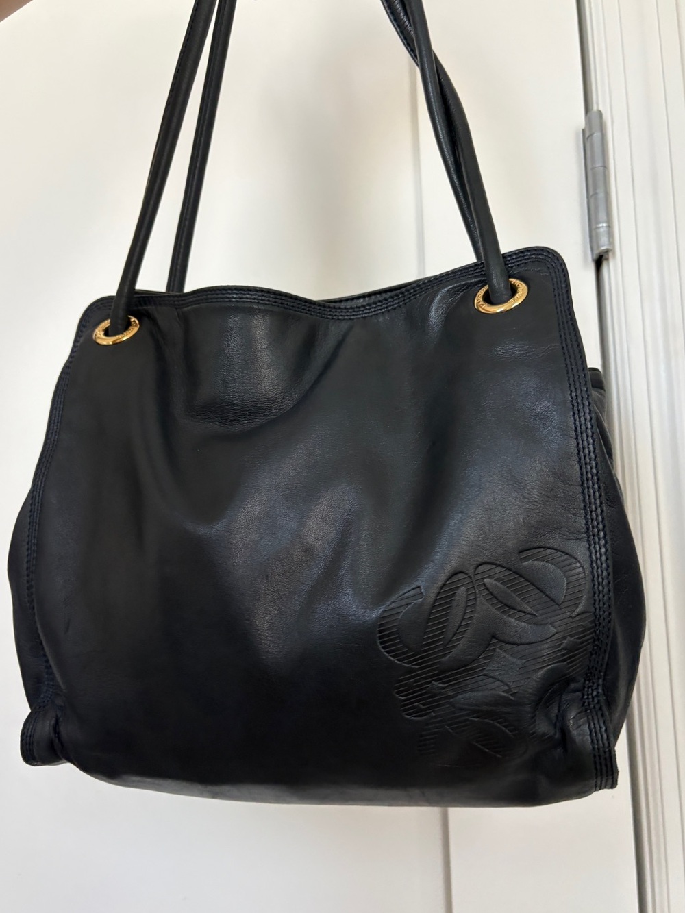 vintage Loewe shopper bag dark navy blue